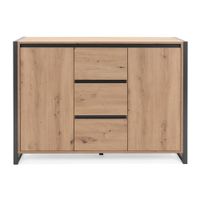 aparador 2 puertas 3 cajones l120 cm - roble y gris