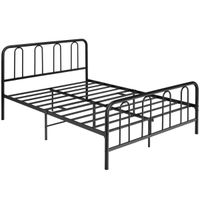 costway marco de cama metalico con cabecero y piecero cama de plataforma moderna con almacenaje bajo la cama negro