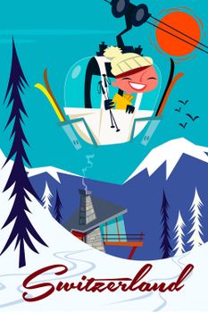 Carta de viaje de suiza impresión sobre lienzo 30x45cm