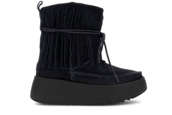 botines altos de ante con flecos black