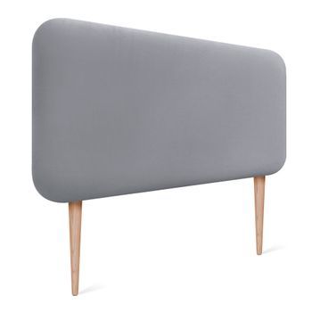 Dhome Cabecero Tapizado En Terciopelo Liso Con Patas Redondeado Para Pared Acústicos Cabeceros Absorbentes Cabezal Cama Dormitorio (gris Claro, 90cm)