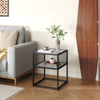Mesa Auxiliar Tronevn Con Estante 50x40x40 Cm - Negro [en.casa]