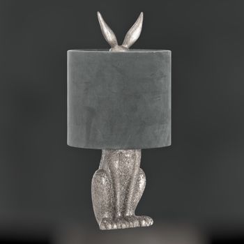 Hare Table Lamp in Silver with Grey Velvet Shade