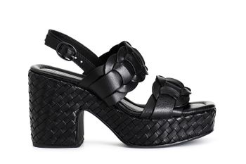 sandalias cuña doble banda piel black