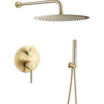 Conjunto De Ducha Empotrada Monomando Sligo Oro Cepillado Ø 25cm Dorado