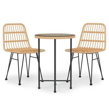 Conjunto Comedor Jardin 3 Uds | Mueble Jardin Mesa Y Sillas Ratán Sintético