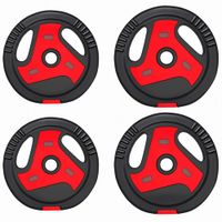 sportnow juego de discos de pesas de 4 piezas agujero o25 mm total 25 kg 2x75kg 2x5kg con agarres para mancuernas y barras rojo