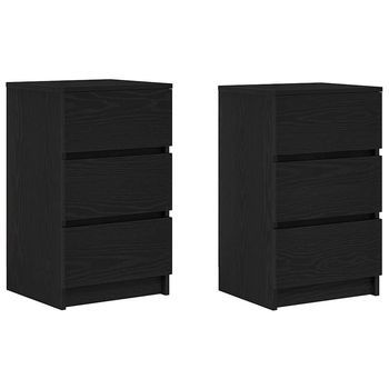 Mesillas De Noche Con 3 Cajones 2 Uds. Negro 39x35x65 Cm Vidaxl