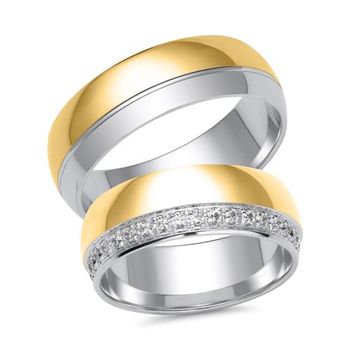 Alianzas de oro blanco y amarillo con 36 diamantes