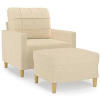 sillon con taburete tela crema 60 cm