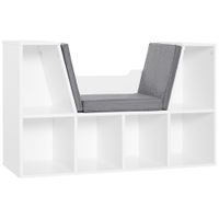 estanteria libreria con asiento 102x30x61 cm blanco y gris