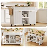 isla de cocina con ruedas encimera abatible 143 x 4569 x 895 cm blanca y madera
