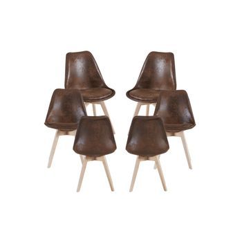 Pack 6 Sillas Synk Vintage De Polipiel 83*49*40 Cm - Marrón