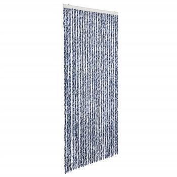 Cortina Mosquitera  Chenilla Azul Blanco Y Plateado 100x220 Cm Vidaxl
