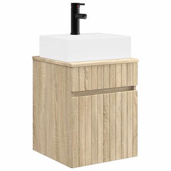 Vanidad Con Lavabo De Pared Roble Sonoma 39 X 41 X 62,5 Cm Vidaxl