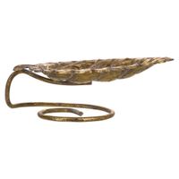 bandeja hoja de metal dorada decoracion 24x135x8