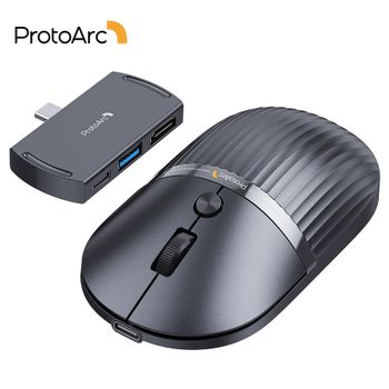ProtoArc USB C Bluetooth ratón inalámbrico multidispositivo recargable ordenador portátil HubMouse con USB C Hub portátil Slient ordenador ratones