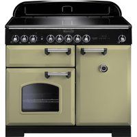 rangemaster classic deluxe 100 electric induction range cooker - olive green  chrome olive