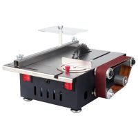 sierra de mesa mini 2 en 1 con lijadora de banda 200w sierra portatil de banco cuchilla de 4 pulgadas angulo 0-180 para