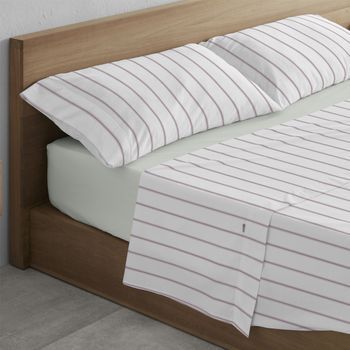 Juego De Sábanas De Algodón Rita Color Terracota. Cama De 135/140 Cm. 3 Piezas