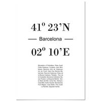 panorama cuadro de aluminio coordenadas ciudad de barcelona 70x100 cm