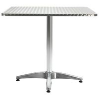 mesa de jardin  mesa de exterior de aluminio plateado 80x80x70 cm