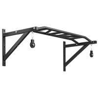 sportnow barra de dominadas mural barra de fitness multiagarre sistema de polea por cable carga 200 kg acero 126x60x455cm negro   aosom espana
