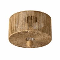 plafon de techo boho de yute natural con bola decorativa d40 cm