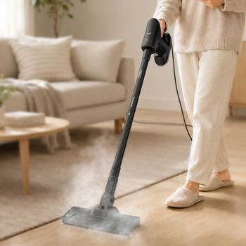 Mopa de Vapor Ligera, Calentamiento Rápido en 20s, 135 ° Limpiador a Vapor de Alta Temperatura C, Cable de 5m, Tanque Extraíble de 300ml con Herramientas Múltiples