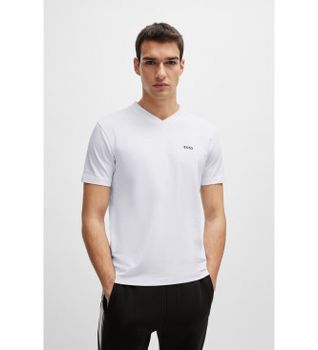 BOSS para hombre. 50506347 Camiseta V blanco (M), Casual, Algodón, Manga corta
