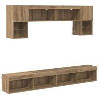 unidades de tv de pared con led 6 uds roble artisan vidaxl