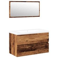 conjunto de muebles de bano de madera antigua madera ingenieria vidaxl