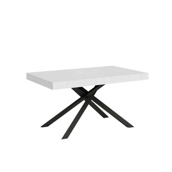 Mesa extensible 90x140/244 cm efecto madera fresno blanco, hierro