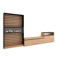 muebles de salon para tv conjunto de muebles comedor 360x186x35cm para tv hasta 65 chimenea electrica xxl estilo moderno roble y negro