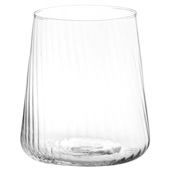 Vaso de vidrio estriado transparente