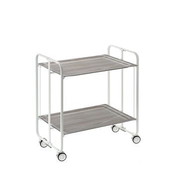 Carrito Auxiliar Con Ruedas  Bauhaus Armazón Blanco 2 Bandejas Color Fresno