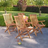 4 sillas de jardin plegables de madera de teca maciza aceitada