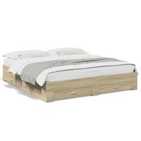 cama con cajones madera ingenieria roble sonoma 180x200 cm