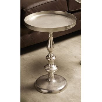Mesa Aux. Redonda Aluminio Plata 39dx53 Cms. 39dx53 Cms