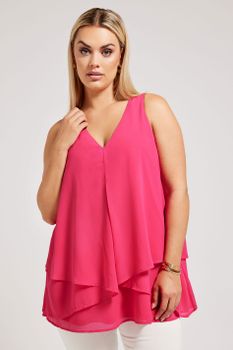 Yours London Top En Capas Rosa , Mujer Curvy Y Tallas Grandes, Yours London