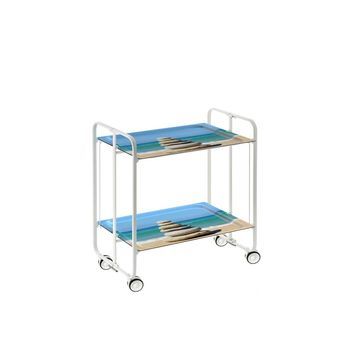 Carrito Auxiliar Plegable Bauhaus Con Ruedas - Armazón Metálico Blanco, 2 Niveles Y 4 Posiciones Ajustables,,62