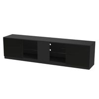 mueble de tv negro de 160 cm con led y almacenaje para televisores de hasta 65