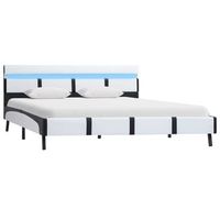 cama matrimonial  cama para adultos  estructura de cama con led cuero sintetico blanco 140x200 cm
