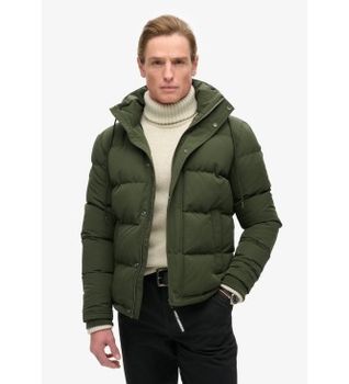 Superdry para hombre. M5011743A Cazadora acolchada con capucha Everest verde (XXL), Casual, Poliéster Reciclado, Sostenible