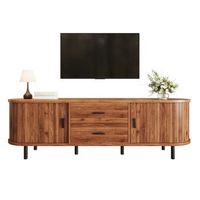 mueble para tv 160 cm color nogal mesa de television con puertas correderas y 2 cajones bordes redondeados fabricado en mdf