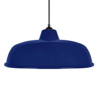 lampara de suspension  campana metal negro pantalla azul