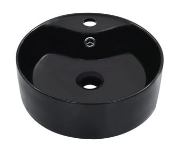 Lavabo - lavamanos con rebosadero 36x13 cm cerámica negro