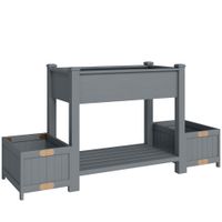 outsunny cama para huerto elevado jardinera con repisa 149x46x76cm gris   aosom espana