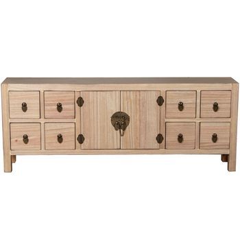 Mesa Tv Con 8 Cajones Y 2 Puerta S Madera Natural