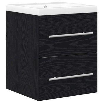 Armario De Lavabo | Gabinete De Lavabo Para Baño Con Cajón Negro 42 X 39 X 52 Cm